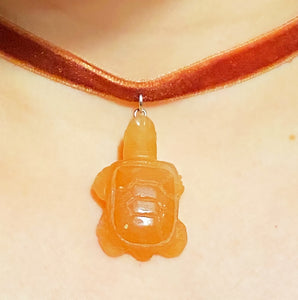 Orange Calcite Turtle Choker