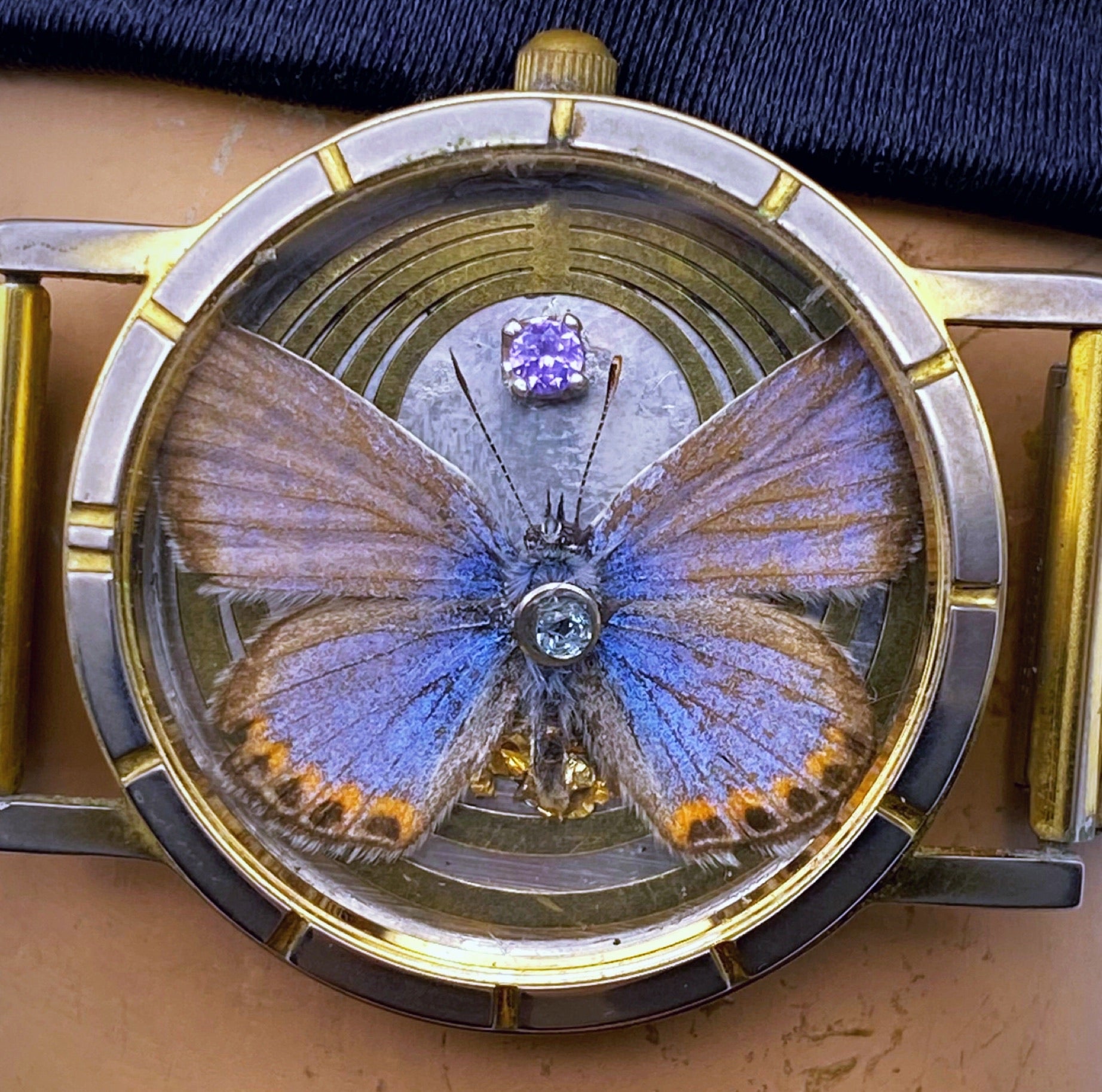 Butterfly w/ Amethyst & Blue Topaz Bracelet